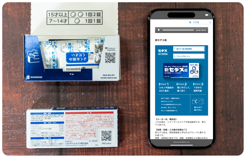 セデスの箱にあるQRコード